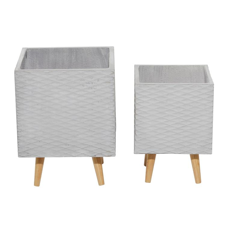 GRAY CERAMIC CONTEMPORARY PLANTER