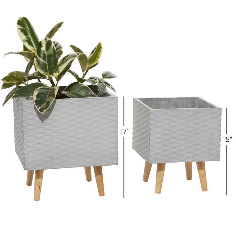 GRAY CERAMIC CONTEMPORARY PLANTER