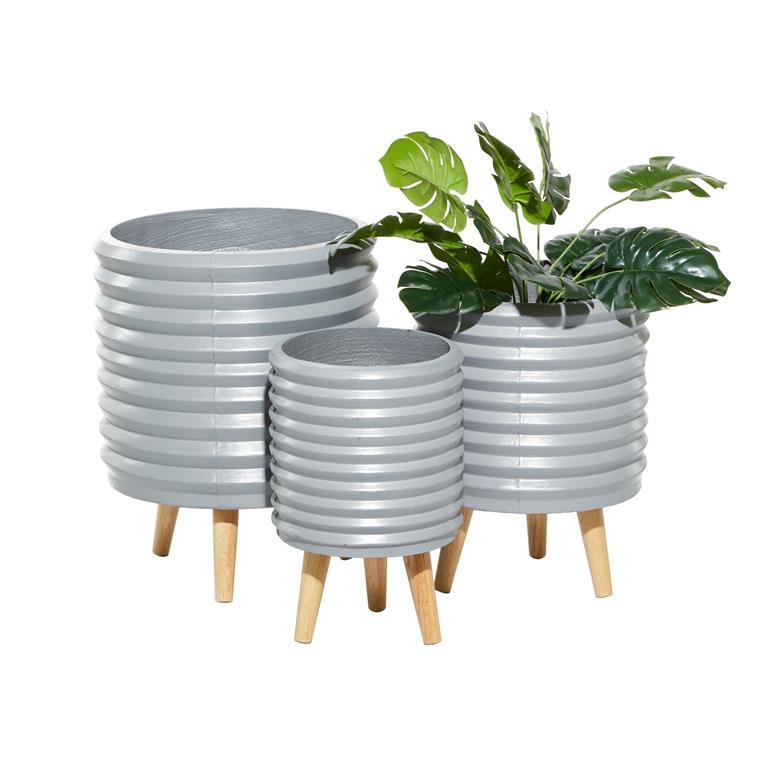 GRAY MAGNESIUM OXIDE CONTEMPORARY PLANTER