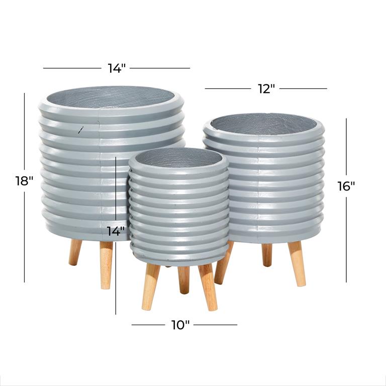 GRAY MAGNESIUM OXIDE CONTEMPORARY PLANTER