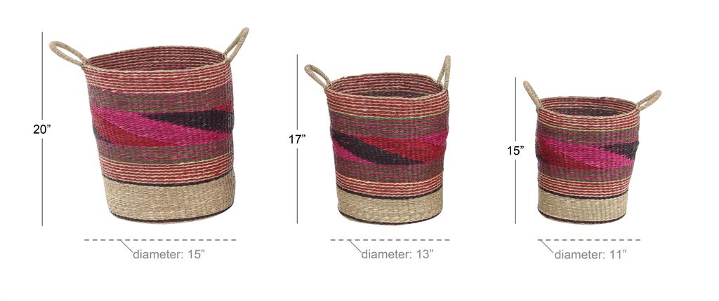 PINK SEA GRASS ECLECTIC STORAGE BASKET