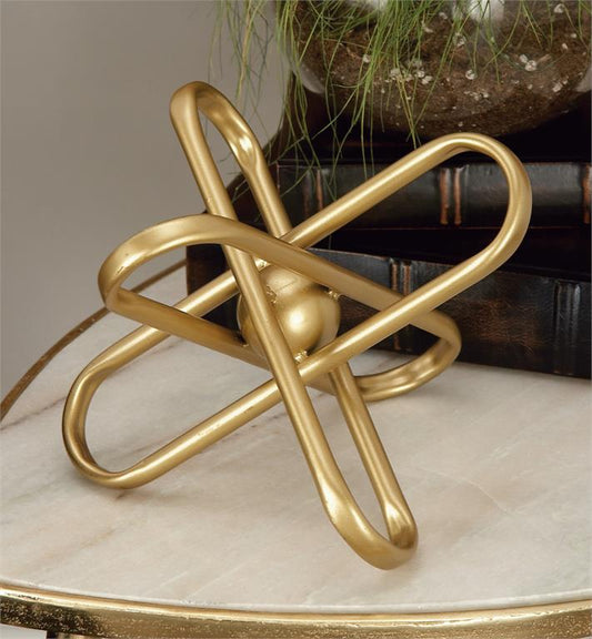 COSMOLIVING BY COSMOPOLITAN GOLD METAL GEOMETRIC SCULPTURE WITH PAPER CLIP ACCENTS