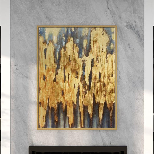 BROWN CANVAS ABSTRACT FRAMED WALL ART WITH GOLD FRAME,