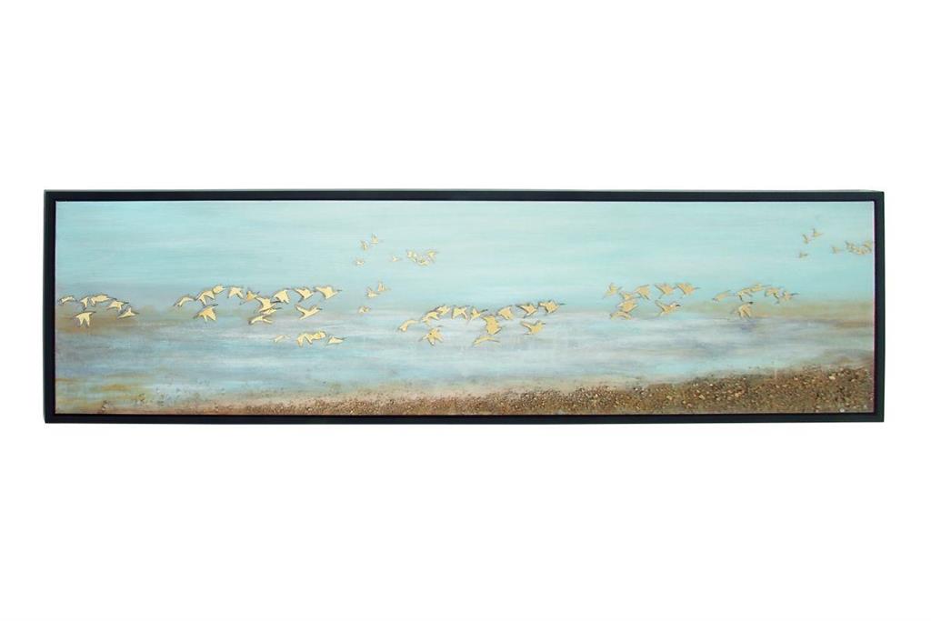BLUE POLYSTONE CONTEMPORARY BIRDS FRAMED WALL ART