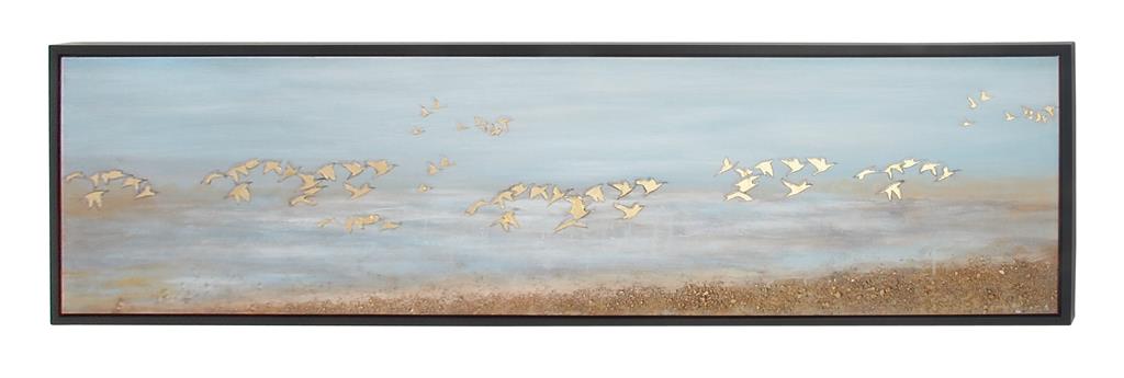 BLUE POLYSTONE CONTEMPORARY BIRDS FRAMED WALL ART