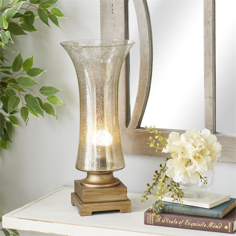 GOLD GLASS ACCENT LAMP UPLIGHT,