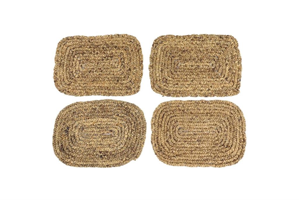 RECTANGULAR BRAIDED BROWN WATER HYACINTH PLACEMATS