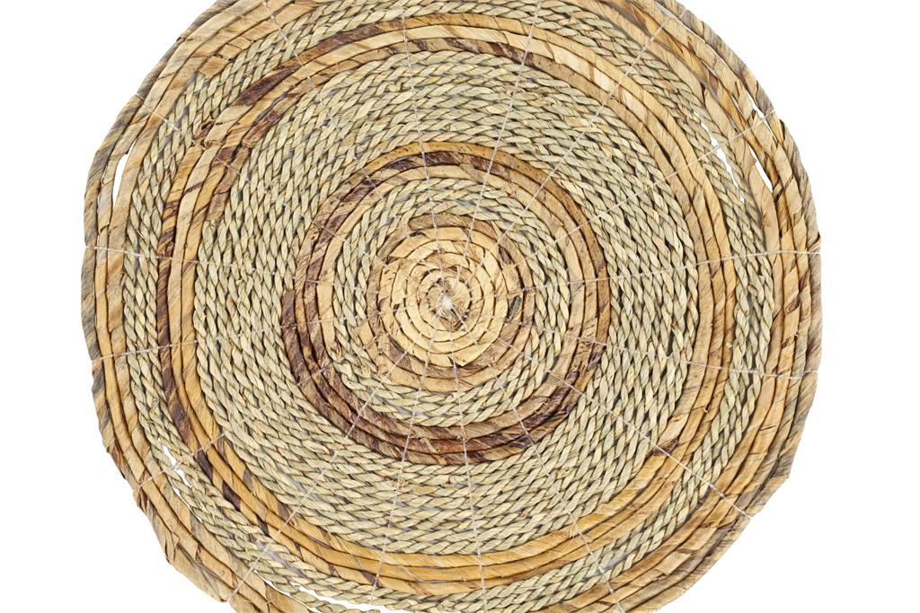ROUND BROWN BANANA LEAF WICKER & SEAGRASS PLACEMATS SET OF 4