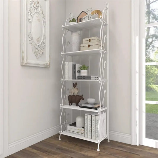 White Metal French country Bakers Rack