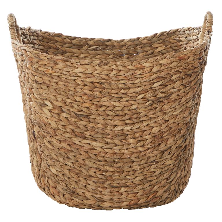 BROWN SEAGRASS HANDMADE LARGE WOVEN STORAGE BASKET WITH RING HANDLES
