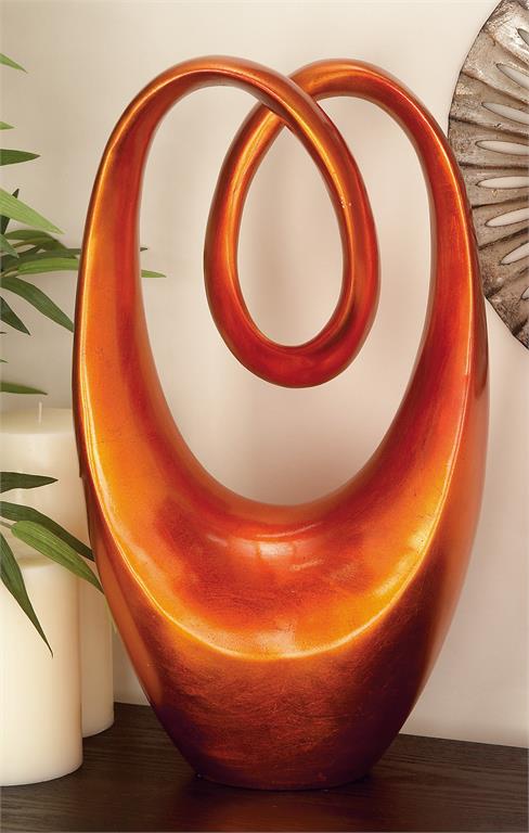 ORANGE POLYSTONE ABSTRACT SWIRL SCULPTURE