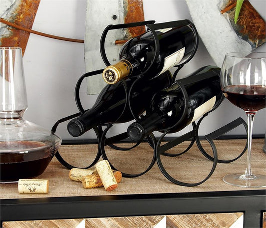 BLACK METAL 6 BOTTLE WINE RACK,