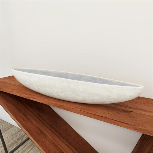 WHITE POLYSTONE DECORATIVE BOWL