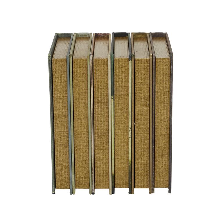 MULTI COLORED WOOD FAUX BOOK BOX WITH VARYING COVERS