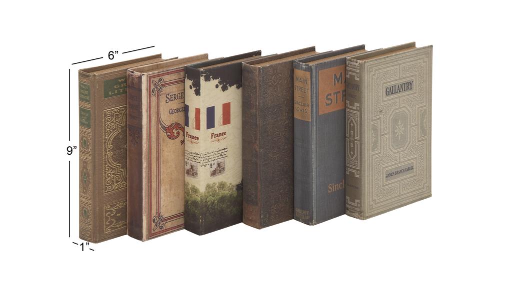 MULTI COLORED WOOD FAUX BOOK BOX WITH VARYING COVERS