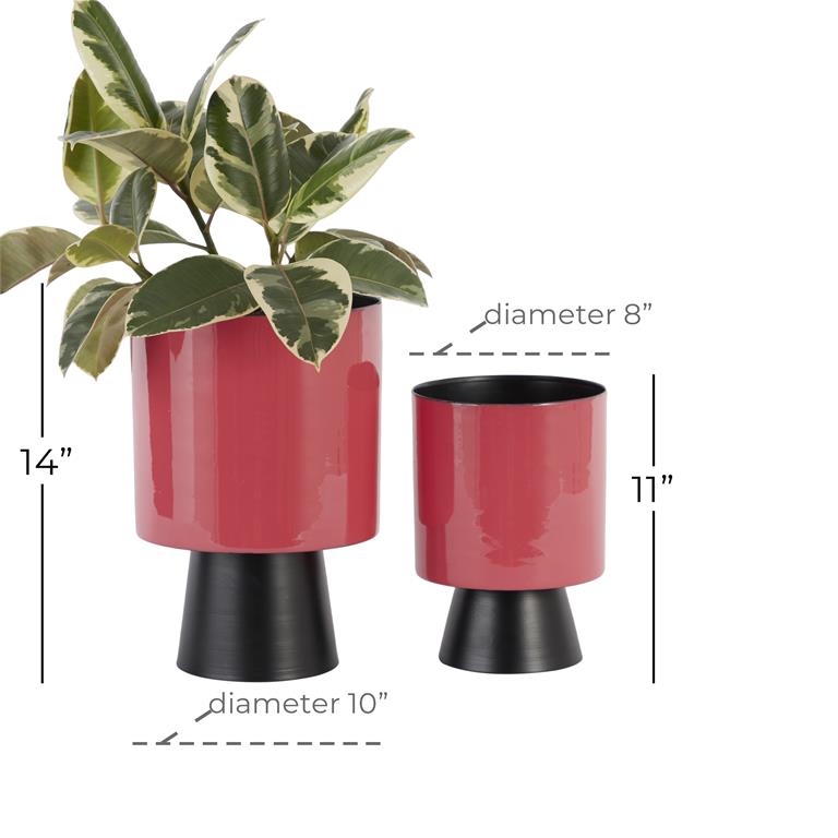 RED METAL MODERN PLANTER