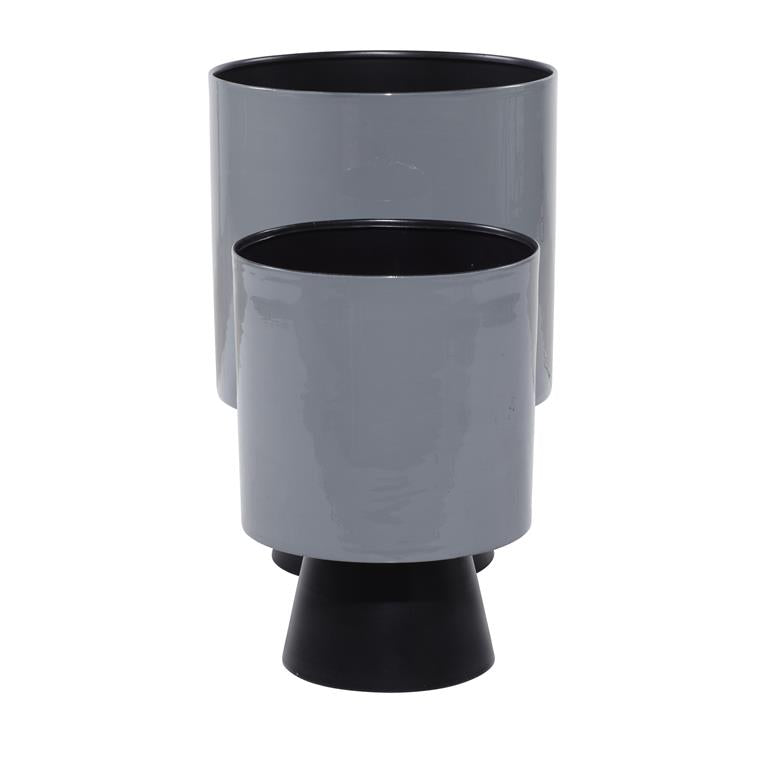 GRAY METAL MODERN PLANTER