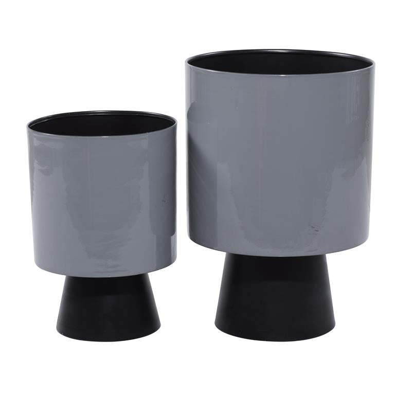 GRAY METAL MODERN PLANTER