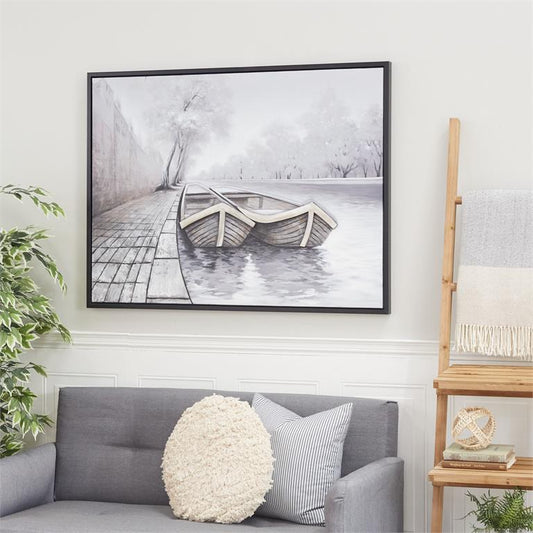 MULTI COLORED CANVAS SAIL BOAT FRAMED WALL ART WITH BLACK FRAME