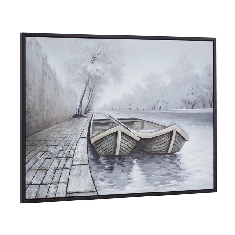 MULTI COLORED CANVAS SAIL BOAT FRAMED WALL ART WITH BLACK FRAME