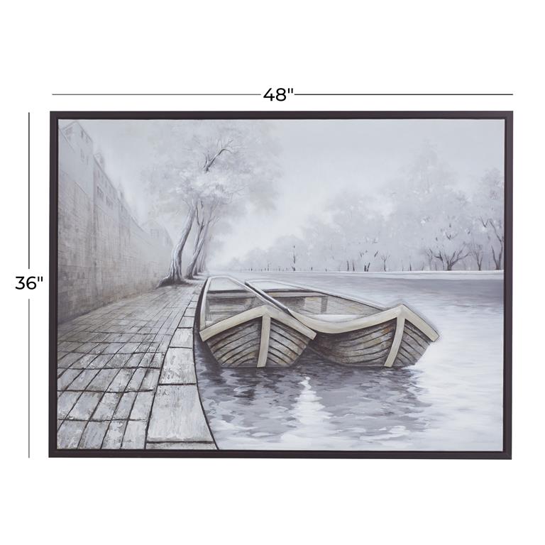 MULTI COLORED CANVAS SAIL BOAT FRAMED WALL ART WITH BLACK FRAME