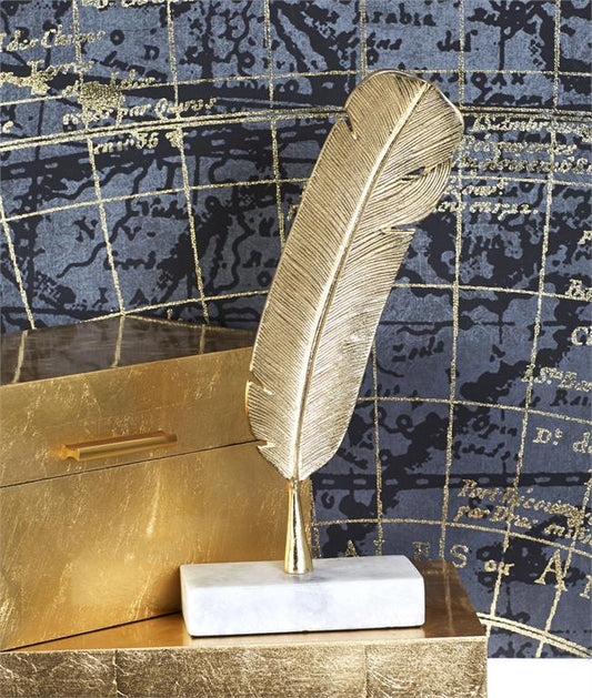 COSMOPOLITAN GOLD ALUMINUM BIRD FEATHER SCULPTUR