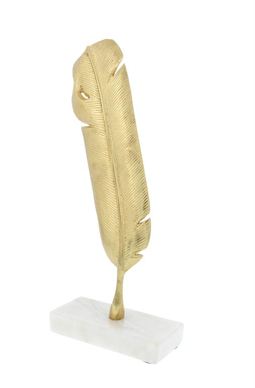 COSMOPOLITAN GOLD ALUMINUM BIRD FEATHER SCULPTUR