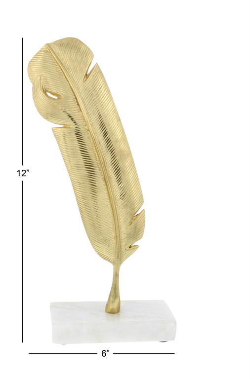 COSMOPOLITAN GOLD ALUMINUM BIRD FEATHER SCULPTUR