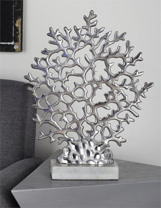 SILVER MARBLE CORAL SCULPTURE,