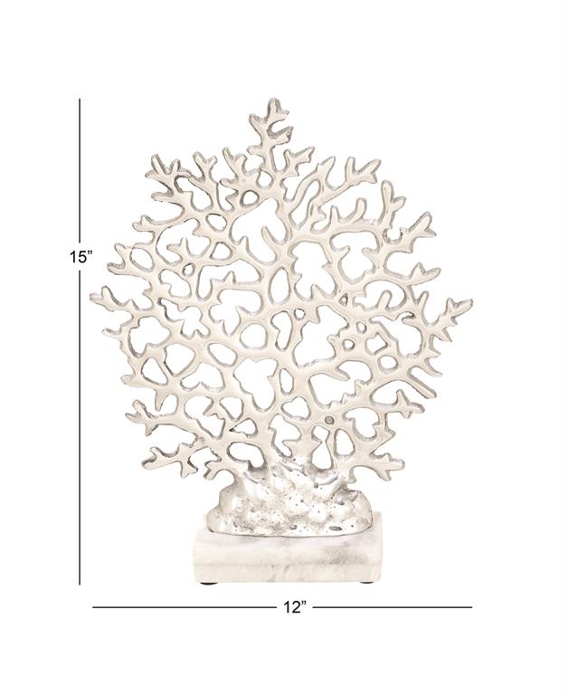 SILVER MARBLE CORAL SCULPTURE,