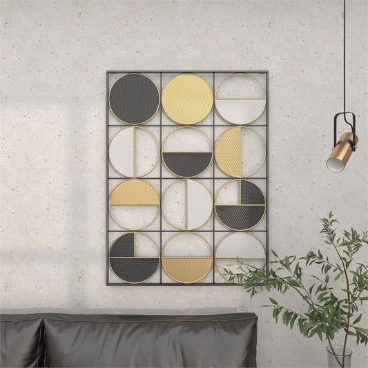 COSMOLIVING BY COSMOPOLITAN BLACK METAL GEOMETRIC HALF MOON WALL DECOR WITH GOLD DETAILING