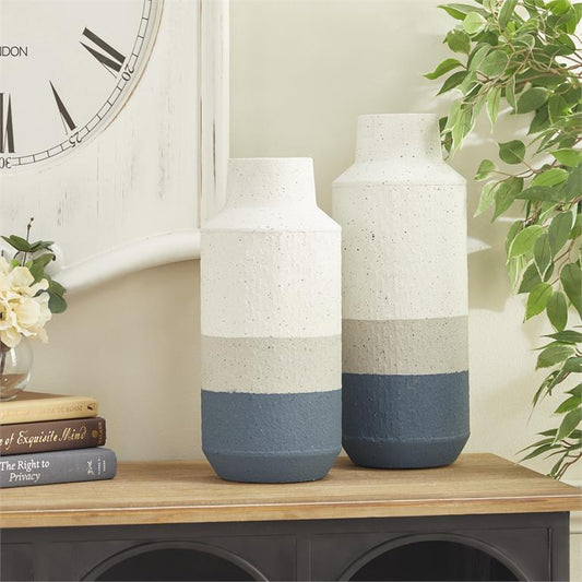 WHITE METAL COLOR BLOCK VASE