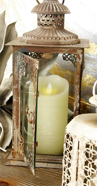 BEIGE WAX FLAMELESS CANDLE WITH REMOTE CONTROL