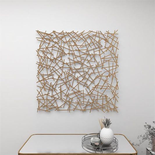 GOLD METAL GEOMETRIC OVERLAPPING LINES WALL DECOR