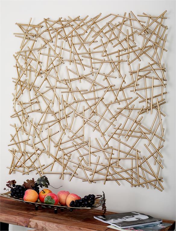 GOLD METAL GEOMETRIC OVERLAPPING LINES WALL DECOR