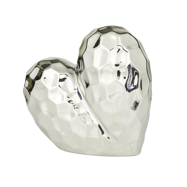 SILVER PORCELAIN HEART SCULPTURE