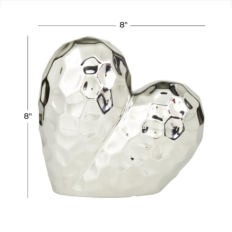 SILVER PORCELAIN HEART SCULPTURE
