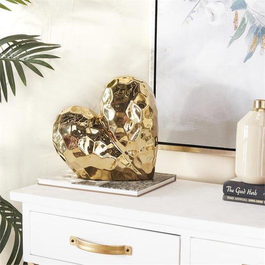 GOLD PORCELAIN HEART SCULPTURE