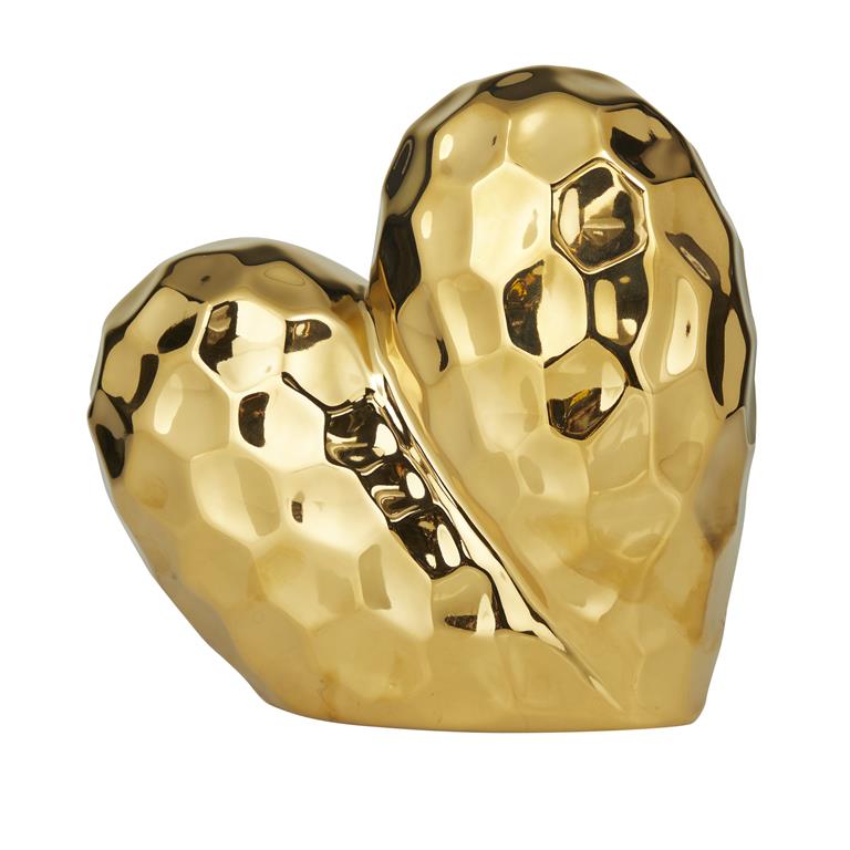 GOLD PORCELAIN HEART SCULPTURE