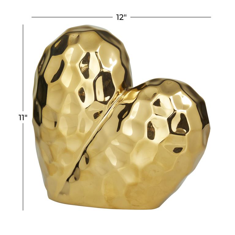 GOLD PORCELAIN HEART SCULPTURE