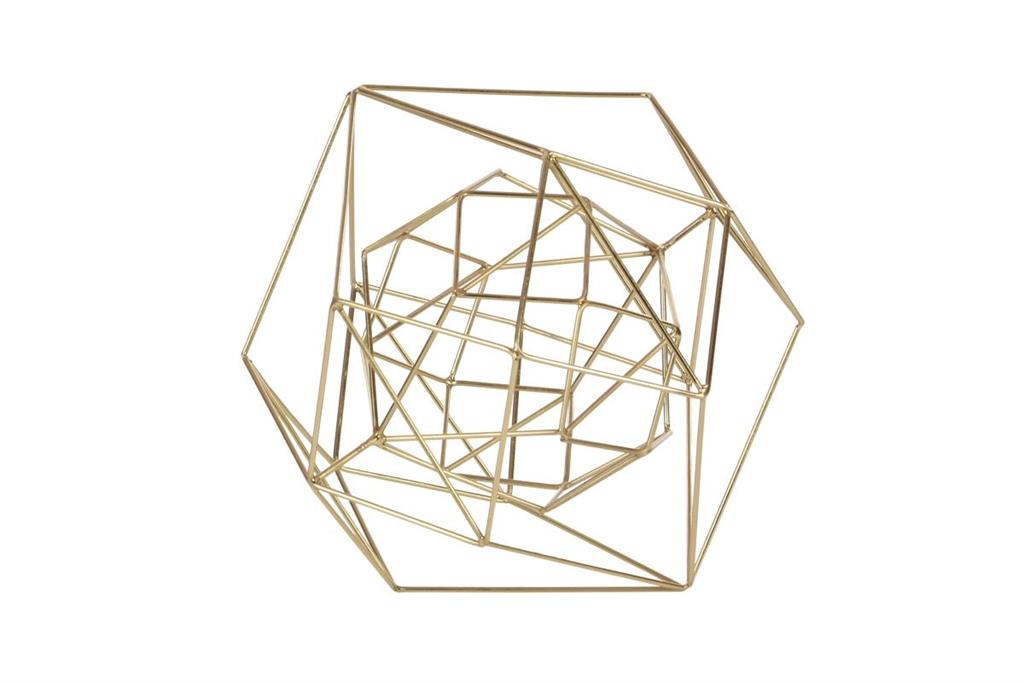 COSMOLIVING BY COSMOPOLITAN GOLD METAL GEOMETRIC SCULPTURE,