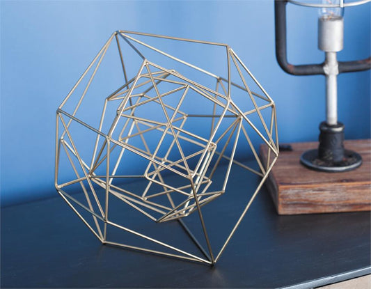 COSMOLIVING BY COSMOPOLITAN GOLD METAL GEOMETRIC SCULPTURE,