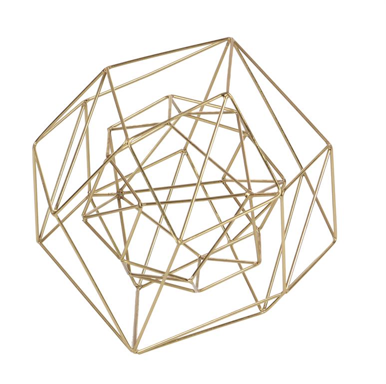 COSMOLIVING BY COSMOPOLITAN GOLD METAL GEOMETRIC SCULPTURE,