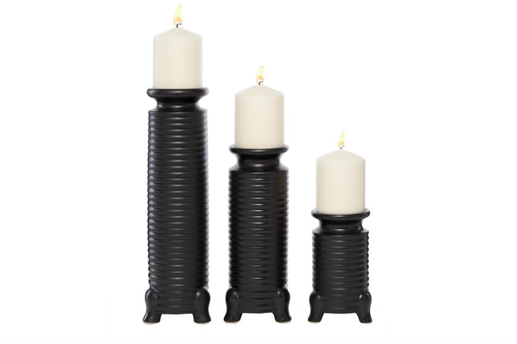 BLACK CERAMIC MODERN CANDLE HOLDER