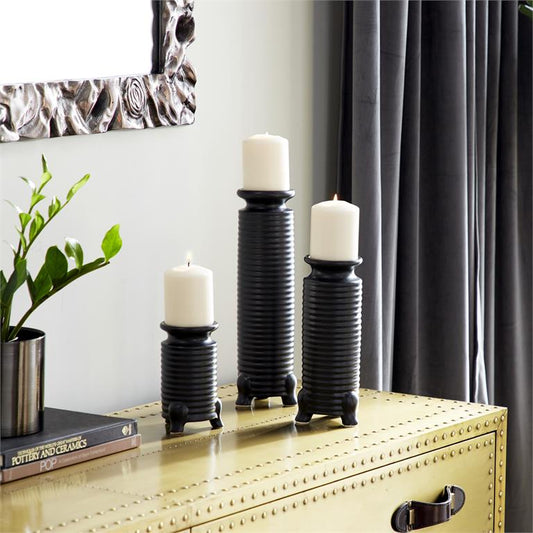 BLACK CERAMIC MODERN CANDLE HOLDER