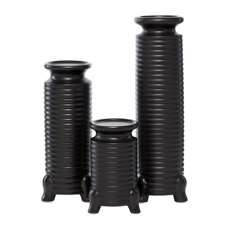 BLACK CERAMIC MODERN CANDLE HOLDER