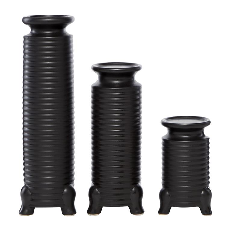 BLACK CERAMIC MODERN CANDLE HOLDER