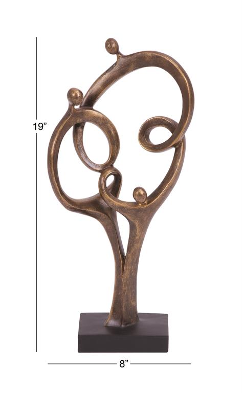 BROWN POLYSTONE FAMILY SCULPTURE