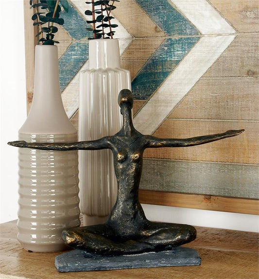BRASS POLYSTONE YOGA SCULPTURE