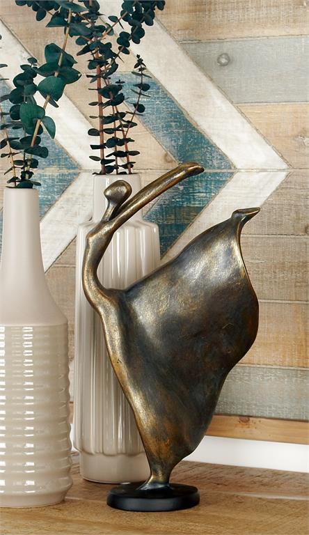 BRASS POLYSTONE DANCER SCULPTURE